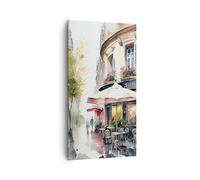 Moderne Impression sur Toile 55x100cm Image Tableau Decoration Murale Café Paris Aquarelle Grand Tableaux Decoratifs Muraux Chambre Cuisine Vertical Deco Cadre Salon Art Wall Decor PA55x100-6177