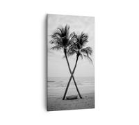 Moderne Impression sur Toile 55x100cm Image Tableau Decoration Murale Palmiers Noir Et Blanc Plage Grand Tableaux Decoratifs Muraux Chambre Cuisine Vertical Deco Cadre Salon Art Wall PA55x100-6053