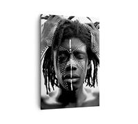 Moderne Impression sur Toile 70x100cm Image Tableau Decoration Murale Afrique Ethnique Noir Grand Tableaux Decoratifs Muraux Chambre Cuisine Vertical Deco Cadre Salon Art Wall Decor PA70x100-5159