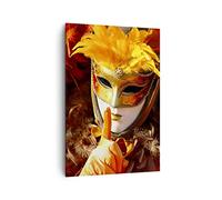 Moderne Impression sur Toile 70x100cm Image Tableau Decoration Murale Masque vénitien coloré carnaval Grand Tableaux Decoratifs Muraux Chambre Cuisine Vertical Deco Cadre Salon Art Wall PA70x100-0420