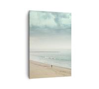 Moderne Impression sur Toile 70x100cm Image Tableau Decoration Murale Mer Plage Marcher Grand Tableaux Decoratifs Muraux Chambre Cuisine Vertical Deco Cadre Salon Art Wall Decor Design PA70x100-5931