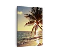 Moderne Impression sur Toile 70x100cm Image Tableau Decoration Murale nuage exotique paume paysage Grand Tableaux Decoratifs Muraux Chambre Cuisine Vertical Deco Cadre Salon Art Wall PA70x100-3180