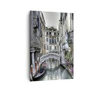 Moderne Impression sur Toile 70x100cm Image Tableau Decoration Murale Venise pont eau Grand Tableaux Decoratifs Muraux Chambre Cuisine Vertical Deco Cadre Salon Art Wall Decor Design PA70x100-3522