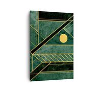 Moderne Impression sur Toile 70x100cm Image Tableau Decoration Murale Vert Pièce Géométrique Grand Tableaux Decoratifs Muraux Chambre Cuisine Vertical Deco Cadre Salon Art Wall Decor PA70x100-4797