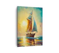 Moderne Impression sur Toile 70x100cm Image Tableau Decoration Murale Voilier Nautique Mer Grand Tableaux Decoratifs Muraux Chambre Cuisine Vertical Deco Cadre Salon Art Wall Decor PA70x100-6175