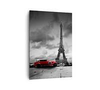 Moderne Impression sur Toile 70x100cm Image Tableau Decoration Murale Voiture Eiffle Paris ville Grand Tableaux Decoratifs Muraux Chambre Cuisine Vertical Deco Cadre Salon Art Wall Decor PA70x100-2828