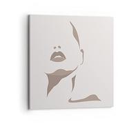 Moderne Impression sur Toile 70x70cm Image Tableau Decoration Murale Boho Femme Bouche Grand Tableaux Decoratifs Muraux Chambre Cuisine Carré Deco Cadre Décoration Salon Art Wall Decor AC70x70-4759