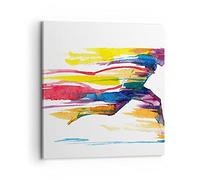 Moderne Impression sur Toile 70x70cm Image Tableau Decoration Murale Course Stripes jeu graphique Grand Tableaux Decoratifs Muraux Chambre Carré Deco Cadre Décoration Salon Art Wall AC70x70-3009