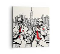 Moderne Impression sur Toile 70x70cm Image Tableau Decoration Murale jazz musique musicien Grand Tableaux Decoratifs Muraux Chambre Cuisine Carré Deco Cadre Décoration Salon Art Wall AC70x70-3599