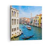 Moderne Impression sur Toile 70x70cm Image Tableau Decoration Murale Venise canal croisière gondole Grand Tableaux Decoratifs Muraux Chambre Carré Deco Cadre Décoration Salon Art Wall AC70x70-0428