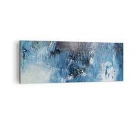 Moderne Impression sur Toile Abstraction Bleu Noir Image Tableau Decoration Murale 140x50cm Deco Cadre Décoration Salon Chambre Panoramique Grand Tableaux Decoratifs Muraux Art Wall AB140x50-4155