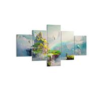 Moderne Impression sur Toile abstraction nature Image Tableau Decoration Murale 125x70cm Deco Cadre Décoration Salon Chambre Triptyque 5 parties Tableaux Decoratifs Muraux Art Wall EA125x70-3469