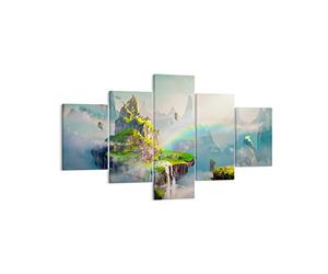 Moderne Impression sur Toile abstraction nature Image Tableau Decoration Murale 125x70cm Deco Cadre Décoration Salon Chambre Triptyque 5 parties Tableaux Decoratifs Muraux Art Wall EA125x70-3469