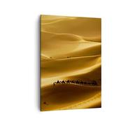Moderne Impression sur Toile Afrique sahara chameau paysage Image Tableau Decoration Murale 50x70cm Deco Cadre Salon Chambre Cuisine Vertical Petit Tableaux Decoratifs Muraux Art Wall PA50x70-0338