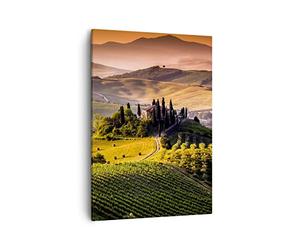 Moderne Impression sur Toile Agriculture ferme toscane vignoble Image Tableau Decoration Murale 50x70cm Deco Cadre Salon Chambre Cuisine Vertical Petit Tableaux Decoratifs Muraux Art Wall PA50x70-2465