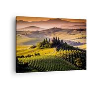 Moderne Impression sur Toile Agriculture ferme toscane vignoble Image Tableau Decoration Murale 70x50cm Deco Cadre Décoration Salon Chambre Horizontal Tableaux Decoratifs Muraux Art Wall AA70x50-2465