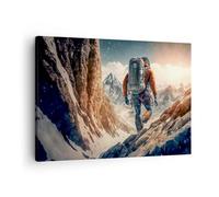 Moderne Impression sur Toile Alpes Escalade Montagnes Image Tableau Decoration Murale 70x50cm Deco Cadre Décoration Salon Chambre Cuisine Horizontal Tableaux Decoratifs Muraux Art Wall AA70x50-5740