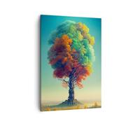 Moderne Impression sur Toile Arbre Automne Nature Image Tableau Decoration Murale 50x70cm Deco Cadre Salon Chambre Cuisine Vertical Petit Tableaux Decoratifs Muraux Art Wall Decor Design PA50x70-6157