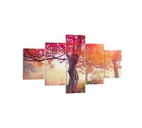 Moderne Impression sur Toile arbre nature prairie Image Tableau Decoration Murale 125x70cm Deco Cadre Décoration Salon Chambre Triptyque 5 parties Tableaux Decoratifs Muraux Art Wall EA125x70-3658