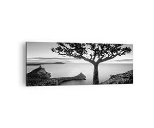 Moderne Impression sur Toile Arbre Noir Et Blanc Vue Image Tableau Decoration Murale 140x50cm Deco Cadre Décoration Salon Chambre Panoramique Grand Tableaux Decoratifs Muraux Art Wall AB140x50-4297