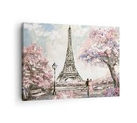 Moderne Impression sur Toile Arbres Eiffle Couple France Image Tableau Decoration Murale 70x50cm Deco Cadre Décoration Salon Chambre Horizontal Tableaux Decoratifs Muraux Art Wall AA70x50-3147