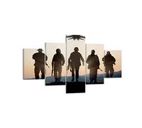 Moderne Impression sur Toile armée militaria Image Tableau Decoration Murale 125x70cm Deco Cadre Décoration Salon Chambre Cuisine Triptyque 5 parties Tableaux Decoratifs Muraux Art Wall EA125x70-3436