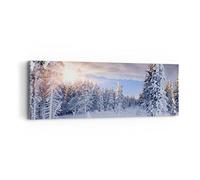 Moderne Impression sur Toile Aventure alpes hiver neige Image Tableau Decoration Murale 90x30cm Deco Cadre Décoration Salon Chambre Panoramique Tableaux Decoratifs Muraux Art Wall AB90x30-2433