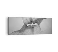 Moderne Impression sur Toile Baiser Amour Couple Image Tableau Decoration Murale 140x50cm Deco Cadre Décoration Salon Chambre Panoramique Grand Tableaux Decoratifs Muraux Art Wall AB140x50-4967