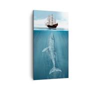 Moderne Impression sur Toile Baleine Bateau À Voile Océan Image Tableau Decoration Murale 45x80cm Deco Cadre Salon Chambre Cuisine Vertical Petit Tableaux Decoratifs Muraux Art Wall Decor PA45x80-6220