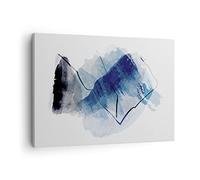 Moderne Impression sur Toile Bleu Noir Abstraction Image Tableau Decoration Murale 70x50cm Deco Cadre Décoration Salon Chambre Cuisine Horizontal Tableaux Decoratifs Muraux Art Wall AA70x50-5058