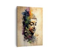 Moderne Impression sur Toile Bouddha Méditation Inde Image Tableau Decoration Murale 50x70cm Deco Cadre Salon Chambre Cuisine Vertical Petit Tableaux Decoratifs Muraux Art Wall Decor PA50x70-6188