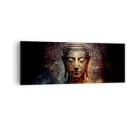 Moderne Impression sur Toile Bouddha Méditation Religion Image Tableau Decoration Murale 140x50cm Deco Cadre Décoration Salon Chambre Panoramique Tableaux Decoratifs Muraux Art Wall AB140x50-5775