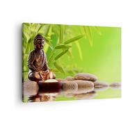 Moderne Impression sur Toile Bouddhisme Feng Shui Spa bambou Image Tableau Decoration Murale 70x50cm Deco Cadre Décoration Salon Chambre Horizontal Tableaux Decoratifs Muraux Art Wall AA70x50-2392