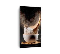 Moderne Impression sur Toile Café Lait Tasse Image Tableau Decoration Murale 45x80cm Deco Cadre Salon Chambre Cuisine Vertical Petit Tableaux Decoratifs Muraux Art Wall Decor Design PA45x80-5718