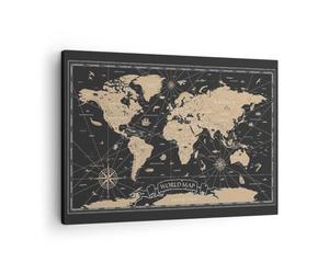 Moderne Impression sur Toile Carte Du Monde Ancien Rétro Image Tableau Decoration Murale 70x50cm Deco Cadre Décoration Salon Chambre Horizontal Tableaux Decoratifs Muraux Art Wall AA70x50-5430