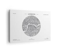 Moderne Impression sur Toile Carte Londres Angleterre Image Tableau Decoration Murale 70x50cm Deco Cadre Décoration Salon Chambre Cuisine Horizontal Tableaux Decoratifs Muraux Art Wall AA70x50-5481