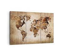 Moderne Impression sur Toile carte monde moderne Image Tableau Decoration Murale 105x70cm Deco Cadre Décoration Salon Chambre Triptyque 3 parties Tableaux Decoratifs Muraux Art Wall CE105x70-3590