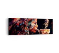 Moderne Impression sur Toile Chaman Indien Ayahuasca Image Tableau Decoration Murale 90x30cm Deco Cadre Décoration Salon Chambre Cuisine Panoramique Tableaux Decoratifs Muraux Art Wall AB90x30-5744