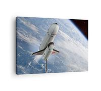 Moderne Impression sur Toile Ciel fusée cosmos planète Image Tableau Decoration Murale 70x50cm Deco Cadre Décoration Salon Chambre Cuisine Horizontal Tableaux Decoratifs Muraux Art Wall AA70x50-0496