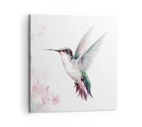 Moderne Impression sur Toile Colibri Aquarelle Lumière Image Tableau Decoration Murale 60x60cm Deco Cadre Décoration Salon Chambre Cuisine Carré Grand Tableaux Decoratifs Muraux Art Wall AC60x60-4518