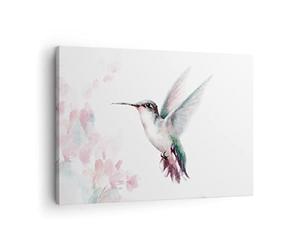 Moderne Impression sur Toile Colibri Aquarelle Lumière Image Tableau Decoration Murale 70x50cm Deco Cadre Décoration Salon Chambre Cuisine Horizontal Tableaux Decoratifs Muraux Art Wall AA70x50-4518