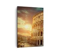 Moderne Impression sur Toile Coloseum Roma Architecture Italie Image Tableau Decoration Murale 50x70cm Deco Cadre Salon Chambre Cuisine Vertical Petit Tableaux Decoratifs Muraux Art Wall PA50x70-2966