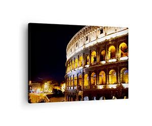 Moderne Impression sur Toile Coloseum Rome architecture Image Tableau Decoration Murale 70x50cm Deco Cadre Décoration Salon Chambre Cuisine Horizontal Tableaux Decoratifs Muraux Art Wall AA70x50-1334