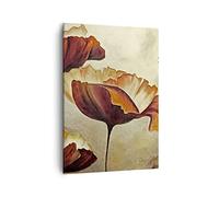 Moderne Impression sur Toile coquelicot fleur prairie Image Tableau Decoration Murale 50x70cm Deco Cadre Salon Chambre Cuisine Vertical Petit Tableaux Decoratifs Muraux Art Wall Decor PA50x70-3760