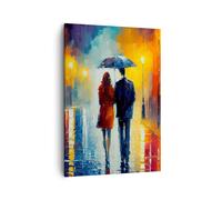 Moderne Impression sur Toile Couple Romantique Marcher Image Tableau Decoration Murale 50x70cm Deco Cadre Salon Chambre Cuisine Vertical Petit Tableaux Decoratifs Muraux Art Wall Decor PA50x70-6011
