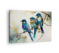 Moderne Impression sur Toile Des Oiseaux Nature Aquarelle Image Tableau Decoration Murale 70x50cm Deco Cadre Décoration Salon Chambre Horizontal Tableaux Decoratifs Muraux Art Wall AA70x50-5675