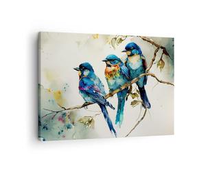Moderne Impression sur Toile Des Oiseaux Nature Aquarelle Image Tableau Decoration Murale 70x50cm Deco Cadre Décoration Salon Chambre Horizontal Tableaux Decoratifs Muraux Art Wall AA70x50-5675