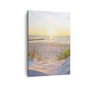 Moderne Impression sur Toile dune plage mer Image Tableau Decoration Murale 50x70cm Deco Cadre Salon Chambre Cuisine Vertical Petit Tableaux Decoratifs Muraux Art Wall Decor Design PA50x70-3989