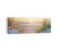 Moderne Impression sur Toile dune plage mer Image Tableau Decoration Murale 90x30cm Deco Cadre Décoration Salon Chambre Cuisine Panoramique Tableaux Decoratifs Muraux Art Wall Decor AB90x30-3989