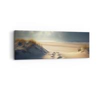 Moderne Impression sur Toile Dunes Plage Océan Image Tableau Decoration Murale 90x30cm Deco Cadre Décoration Salon Chambre Cuisine Panoramique Tableaux Decoratifs Muraux Art Wall Decor AB90x30-5927